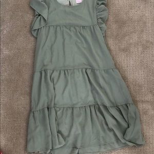 Pink lily tiered short flutter sleeve dress